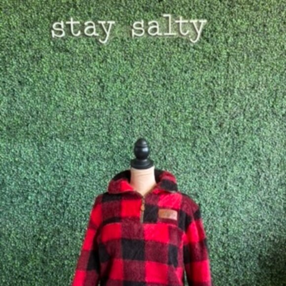 Southern Fried Chicks Red and Blakc Flannel Sweater Fleece - Picture 2 of 3